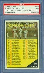 Checklist 89-176 [Yellow Letters, White 98] Baseball Cards 1961 Topps Prices