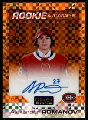 Alexander Romanov [Orange Checkers] Hockey Cards 2020 O Pee Chee Platinum Rookie Autographs Prices