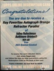 Adley Rutschman [Orange] #CRA-AR Baseball Cards 2023 Bowman Chrome Rookie Autographs Prices