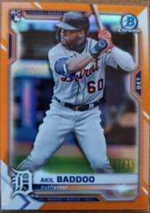 Akil Baddoo [Orange Refractor] #34 Baseball Cards 2021 Bowman Chrome Prices