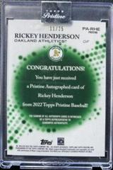 Rickey Henderson [Orange Refractor] #PA-RHE Baseball Cards 2022 Topps Pristine Autographs Prices
