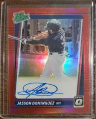 Jasson Dominguez [Red] #RPS-JD Baseball Cards 2021 Panini Donruss Optic Rated Prospect Signatures Prices