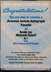 Brooks Lee [Autograph] #BI-7 Baseball Cards 2022 Bowman Draft Invicta Prices