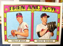 Nolan Ryan/Shand Bieber Baseball Cards 2021 Topps Heritage Then & Now Prices