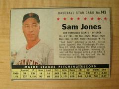 Sam Jones [Hand Cut] #143 Baseball Cards 1961 Post Cereal Prices