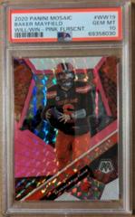 Baker Mayfield [Pink Fluorescent] #WW19 Football Cards 2020 Panini Mosaic Will to Win Prices