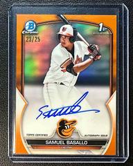Samuel Basallo [Orange] Baseball Cards 2023 Bowman Chrome Prospect Autographs Prices