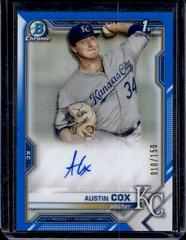 Austin Cox [Blue Refractor] #CPA-AC Baseball Cards 2021 Bowman Chrome Prospect Autographs Prices