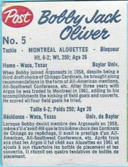 Bobby Jack Oliver [Hand Cut] #5 Football Cards 1962 Post Cereal CFL Prices