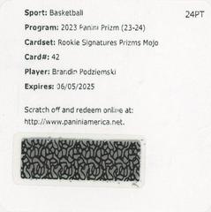Brandin Podziemski [Mojo Prizm] #42 Basketball Cards 2023 Panini Prizm Rookie Signature Prices