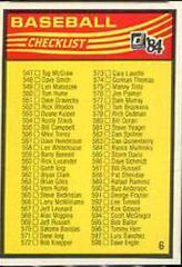 Checklist 547-651 #6 Baseball Cards 1984 Donruss Prices