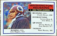 John Riggins [Redskins Team Leaders] Football Cards 1983 Topps Prices