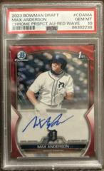 Max Anderson [Red Wave] #CDA-MA Baseball Cards 2023 Bowman Draft Chrome Prospect Autographs Prices
