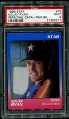 Nolan Ryan [Personal Data Pink BK.] #10 Baseball Cards 1989 Star Ryan Prices
