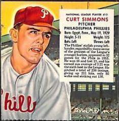 Curt Simmons [Hand Cut Without Tab] Baseball Cards 1954 Red Man Tobacco Prices