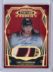 Jake Sanderson [Design Variant Autograph Patch Red] #174 Hockey Cards 2022 Upper Deck Stature Prices