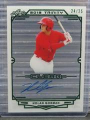 Nolan Gorman [Green Foil] #CA-NG1 Baseball Cards 2019 Leaf Trinity Clear Autograph Prices
