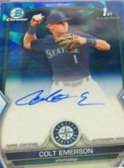 Colt Emerson #CDA-CE Baseball Cards 2023 Bowman Draft Chrome Sapphire Prospect Autograph Prices