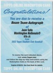 Juan Soto Baseball Cards 2022 Stadium Club Beam Team Autographs Prices
