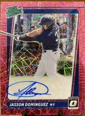 Jasson Dominguez [Pink Velocity] #RPS-JD Baseball Cards 2021 Panini Donruss Optic Rated Prospect Signatures Prices