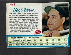 Yogi Berra [Hand Cut] #7 Baseball Cards 1962 Post Cereal Prices