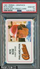 Pete Rose Baseball Cards 1981 Perma Graphics Super Star Credit Card Prices