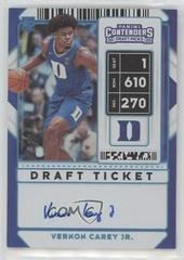 Vernon Carey Jr. [Ticket Stub Autograph] Basketball Cards 2020 Panini Contenders Draft Picks Prices