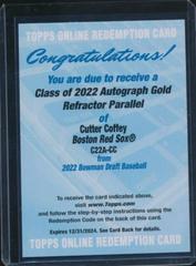 Cutter Coffey [Gold] Baseball Cards 2022 Bowman Draft Class of Autographs Prices