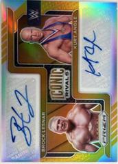 Brock Lesnar, Kurt Angle [Gold Prizm] #IR-BK Wrestling Cards 2022 Panini Prizm WWE Iconic Rivals Dual Autographs Prices