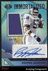 Pepper Johnson [Blue] #37 Football Cards 2023 Panini Illusions Immortalized Jersey Autograph Prices