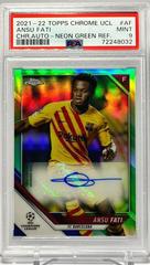 Ansu Fati [Neon Green Refractor] Soccer Cards 2021 Topps Chrome UEFA Champions League Autographs Prices