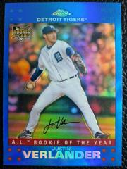 Justin Verlander [Blue Refractor] #254 Baseball Cards 2007 Topps Chrome Prices