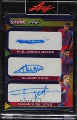 Alejandro Balde , alvaro Sanz , Frenkie de Jong [Navy Blue] #TA-2 Soccer Cards 2022 Leaf Vivid Triple Autographs Prices