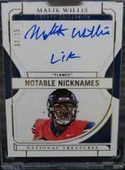 Malik Willis #NN-MWI Football Cards 2022 Panini National Treasures Collegiate Notable Nicknames Autographs Prices