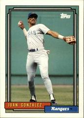 Juan Gonzalez #27 Baseball Cards 1992 Topps Prices