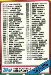 Checklist 265-396 Football Cards 1986 Topps Prices