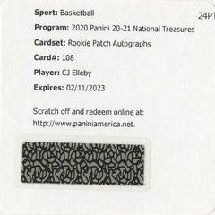 CJ Elleby [Patch Autograph] #108 Basketball Cards 2020 Panini National Treasures Prices