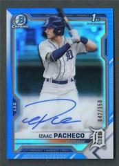 Izaac Pacheco [Blue Refractor] #CDA-IP Baseball Cards 2021 Bowman Draft Pick Chrome Autographs Prices