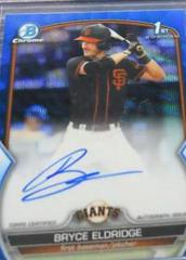 Bryce Eldridge [Blue Wave] Baseball Cards 2023 Bowman Draft Chrome Prospect Autographs Prices