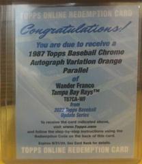 Wander Franco [Orange] #T87CA-WF Baseball Cards 2022 Topps Update 1987 Chrome Autographs Prices