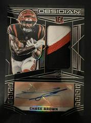 Chase Brown [Yellow Electric Etch] Football Cards 2023 Panini Obsidian Signature Prices