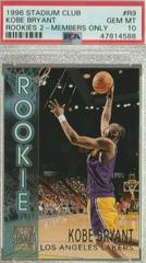 Kobe Bryant [Members Only] #R9 Basketball Cards 1996 Stadium Club Rookies 2 Prices