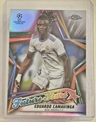 Eduardo Camavinga [Orange Lava] Soccer Cards 2021 Topps Chrome UEFA Champions League Future Stars Prices