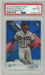 Ronald Acuna Jr. [Blue Refractor] #51 Baseball Cards 2018 Bowman's Best Prices