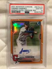 Andres Gimenez [Orange Refractor] #CRA-AG Baseball Cards 2021 Bowman Chrome Rookie Autographs Prices