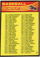Checklist 131-234 #2 Baseball Cards 1984 Donruss Prices