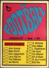 Checklist 1-59 Football Cards 1967 Topps Prices
