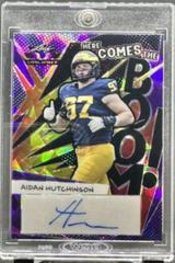 Aidan Hutchinson [Crystal Purple] #HB-AH1 Football Cards 2022 Leaf Valiant Autographs Here Comes the Boom Prices