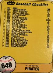 Checklist 360-408 #649 Baseball Cards 1981 Fleer Prices