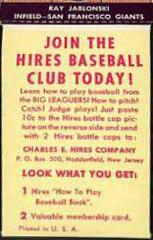 Ray Jablonski [With Tab] Baseball Cards 1958 Hires Root Beer Prices